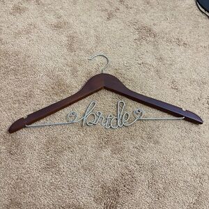 Bridal Brown Wooden Bride Hanger for Wedding Dress Cursive